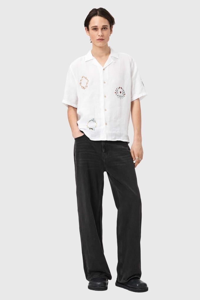 AllSaints Deck Ss Shirt Ecru Taglia: XL | Camicie Casual Outlet | Uomo | Marrone