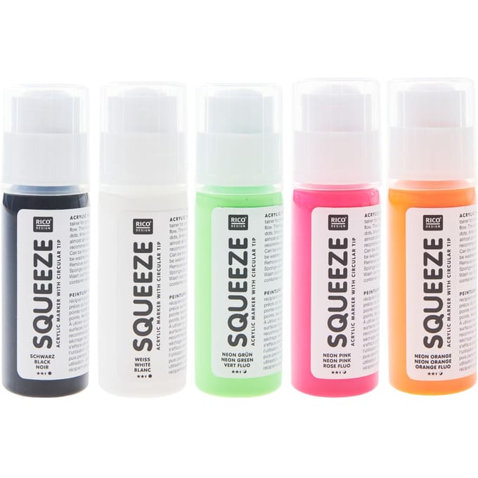 Rico Design Squeeze acrylic marker set - Neon