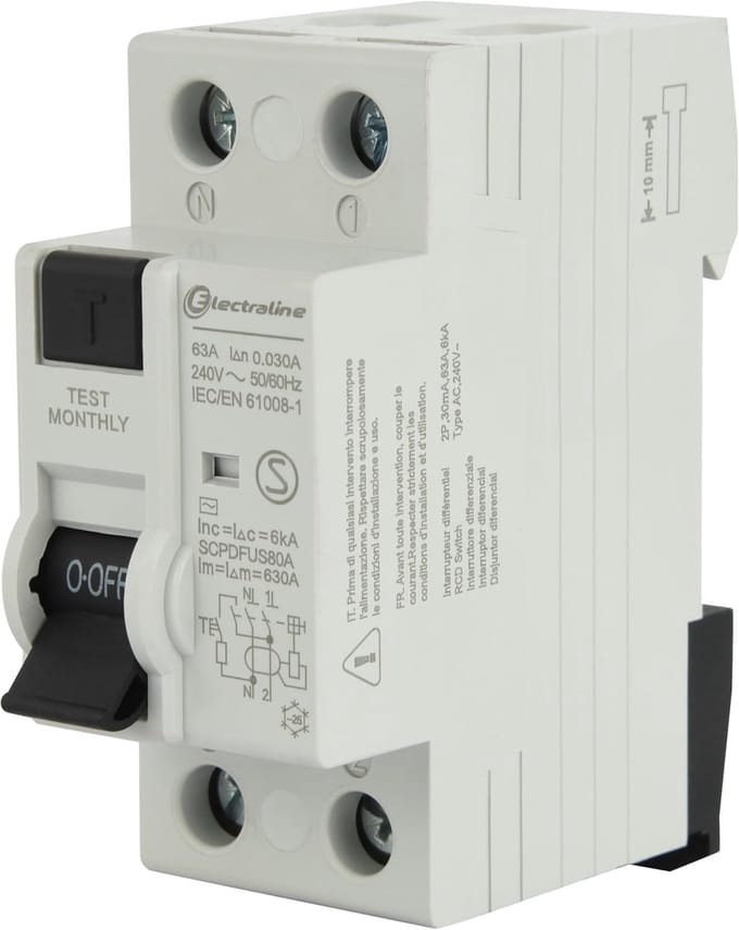 Aardlekschakelaar - Differentiaalschakelaar - Veiligheid Installaties - 30 mA Gevoeligheid - 63 Ampère