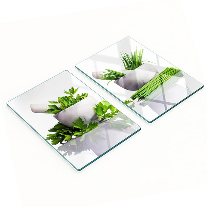 Multifunctionele decoratieve glazen borden met kruidenprint 2x40x52 cm