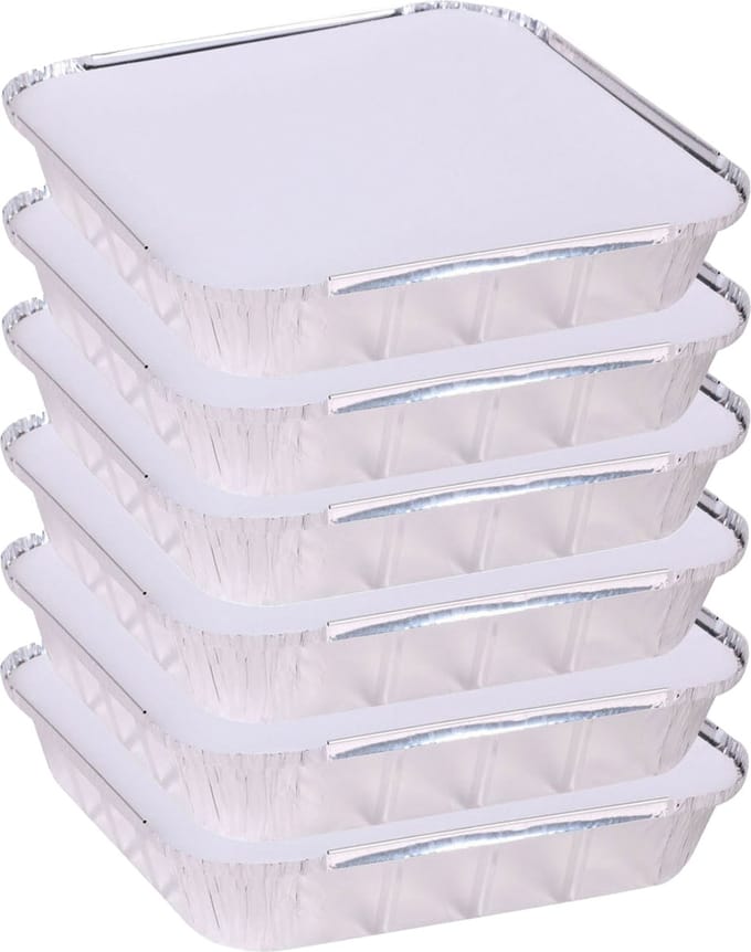 Elite Meal prep voedsel bewaar bakjes - Aluminium - 9x - 25 x 25 x 5 cm - met deksel