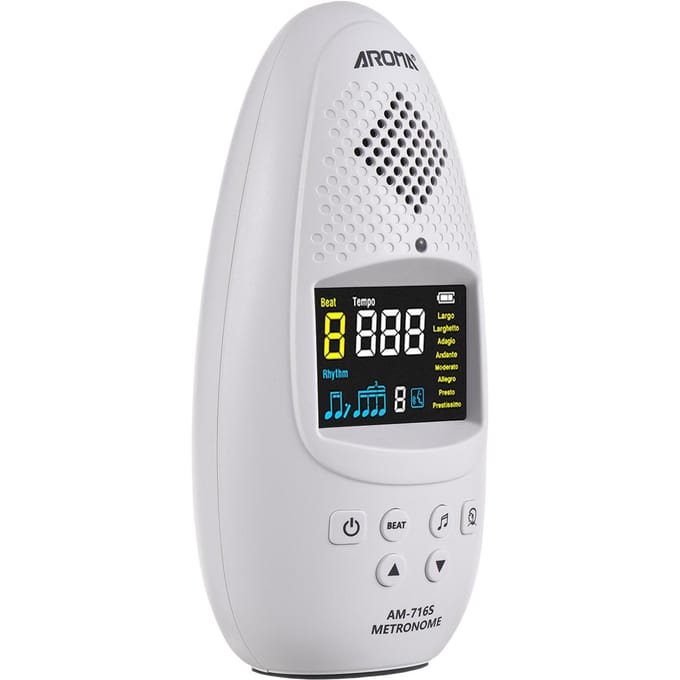 MÉTRONOME ÉLECTRONIQUE AROMA Léger Rechargeable Écran Couleur Métronome Vocal pour Mini Piano blanc