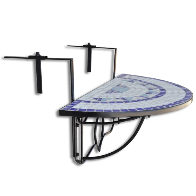vidaXL - Balkontafel - hangend - mozaïek - blauw - en - wit