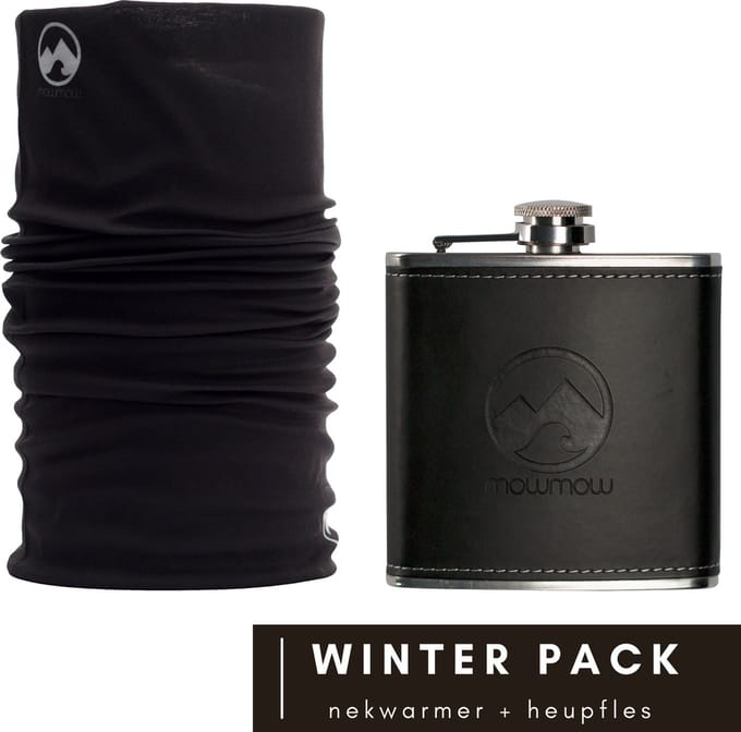 MowMow heupfles + nekwarmer voordeelpack | zwart PU