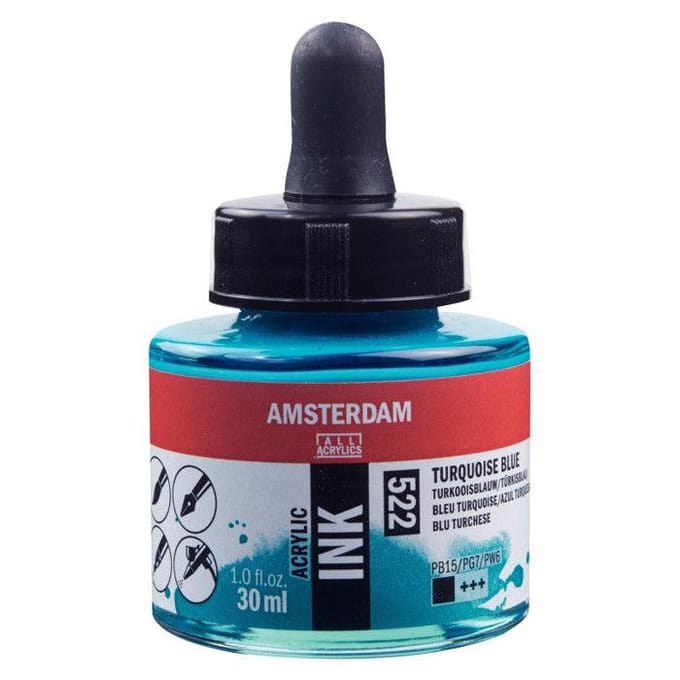 Amsterdam Acrylic Ink Fles 30 ml Turkooisblauw 522