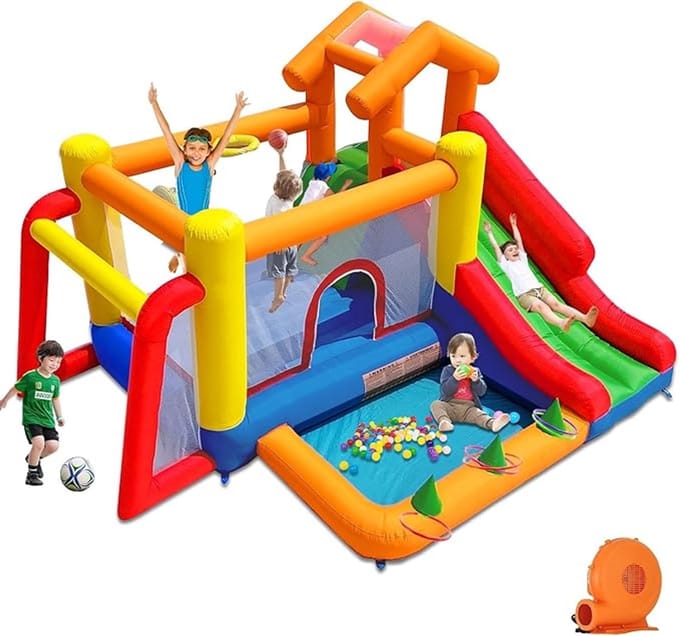 Springkasteel met Ventilator 343x280x203cm – 3-8 Jaar – EN71 Gecertificeerd – Binnen & Buiten