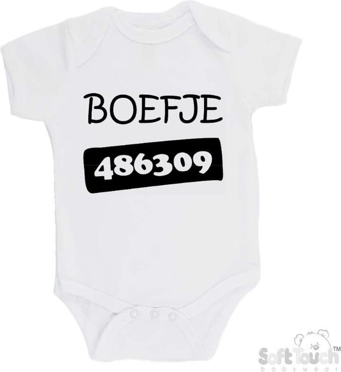 100% Katoenen Romper "Boefje 486309" Unisex Katoen Wit/zwart 56/62