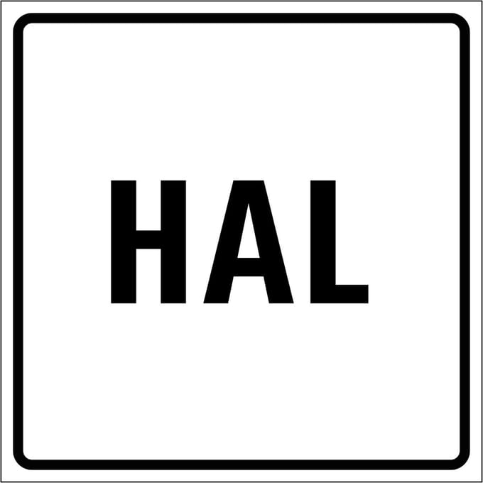 Hal sticker, wit zwart 100 x 100 mm
