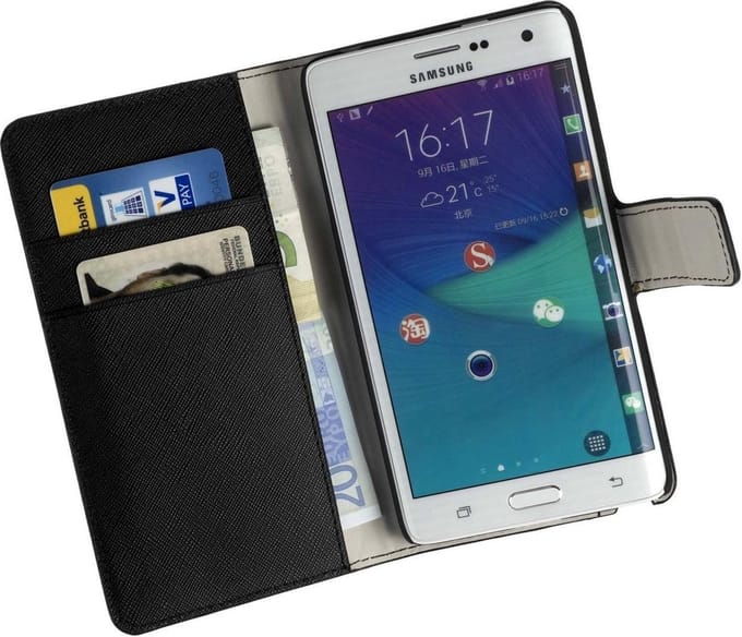 Zwart Samsung Note Edge Bookcase Flip Cover Wallet Hoesje