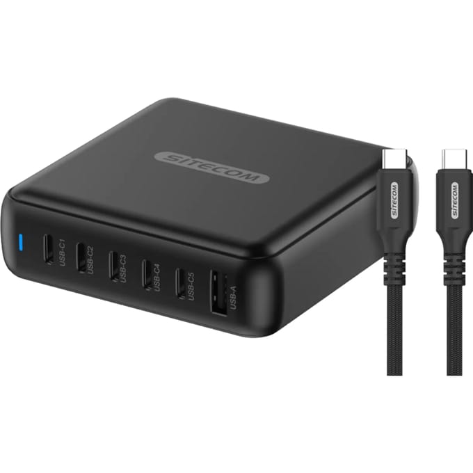 Sitecom 200W GaN Power Delivery Oplader + Sitecom USB-C naar USB-C Kabel 2m