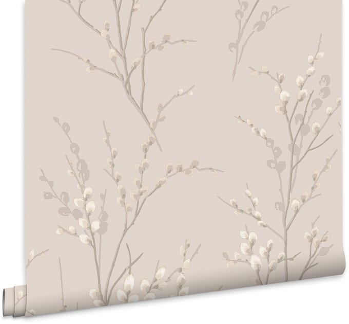Laura Ashley Pussy Willow Behang - Planten - 10mx52cm - Beige