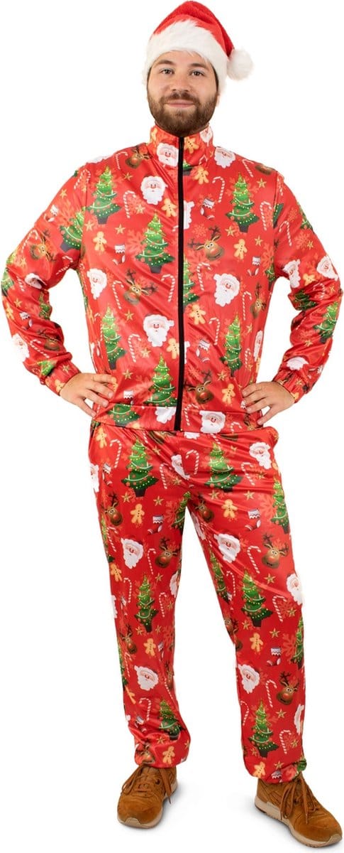 Kerst Trainingspak Rood - Maat XS