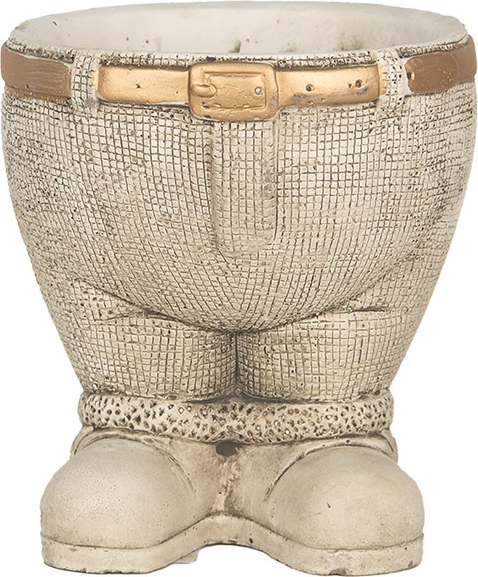 Bloempot voor Binnen – Grijs – Rustieke Pot – Ø 15 cm – Steen – Dwergmotief