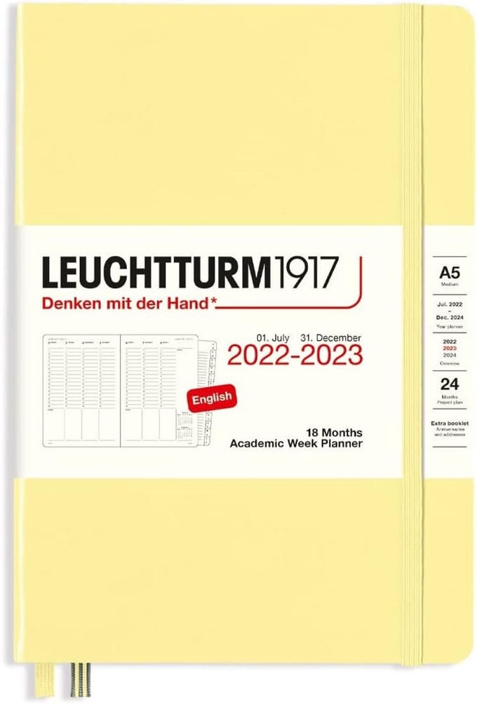 Academische weekplanner - Maandplanner - Planning maken - 18 maanden overzicht - A5 formaat - Vanille