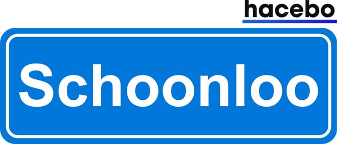 Hacebo - Plaatsnaam Sticker - 29x10 CM - Schoonloo sticker - Verkeersborden sticker - grappige cadeaus - Schoonloo