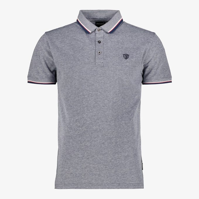 Unsigned heren polo blauw gemêleerd - Maat XL