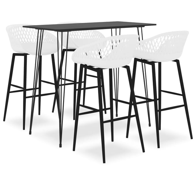 vidaXL - 5-delige - Barset - zwart - en - wit