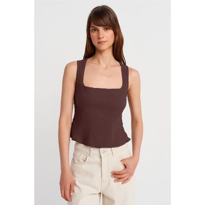 Fitte Mouwloze Blouse met Vierkante Halslijn