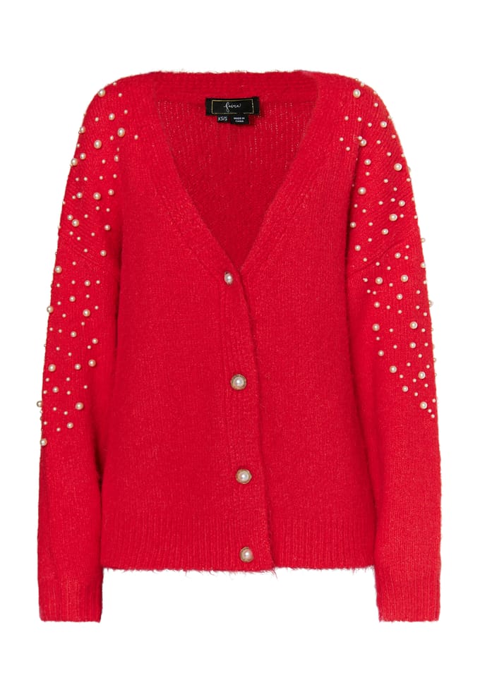 Faina Vest met parels Dames rood