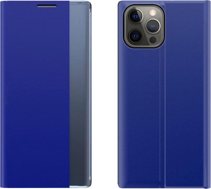 Sleep Case Bookcase Type Case met Smart Window geschikt voor iPhone 13 Pro - blauw