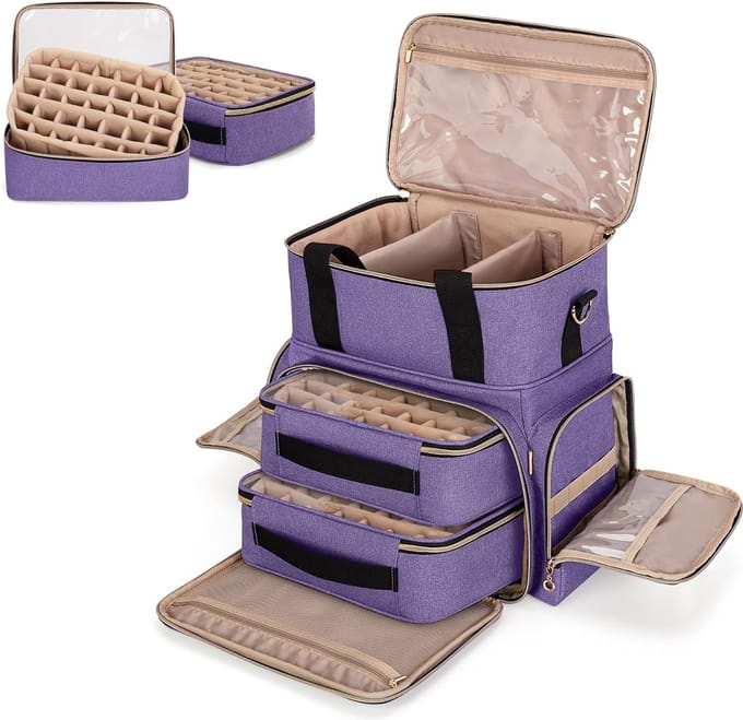 Nagellak Opbergtas - Organizer voor 70 Nagellakflessen - Grijs Design met Handvat