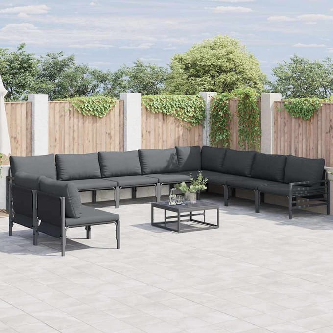 vidaXL - Tuinbank - Set - 10 - st - Zwart - Staal
