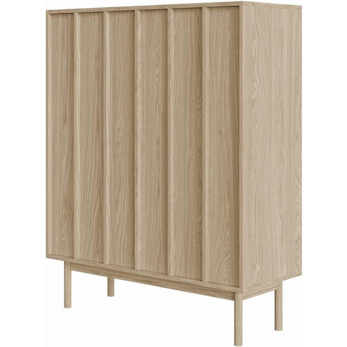 SELSEY Hoge ladekast met twee deuren - 100 cm - geolied eikenhoutkleur - NEKSTO