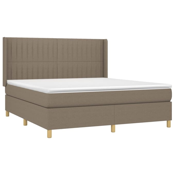 vidaXL - Boxspring - met - matras - stof - taupe - 160x200 - cm
