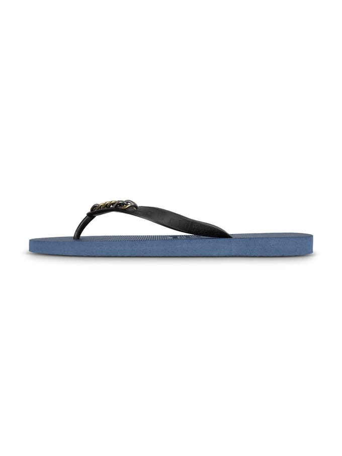 Gouden kleine teenslippers marineblauw