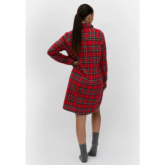 By Louise Dames Pyjama Nachthemd Flanel Geruit Rood - Maat M