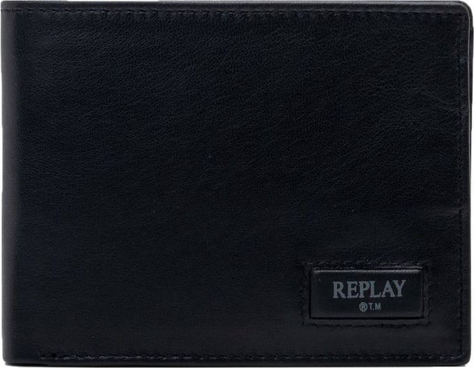REPLAY Leren Portemonnee Wallet Black Zwart