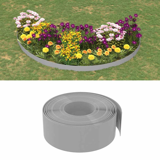 vidaXL - Tuinranden - 5 - st - 10 - m - 20 - cm - polyetheen - grijs