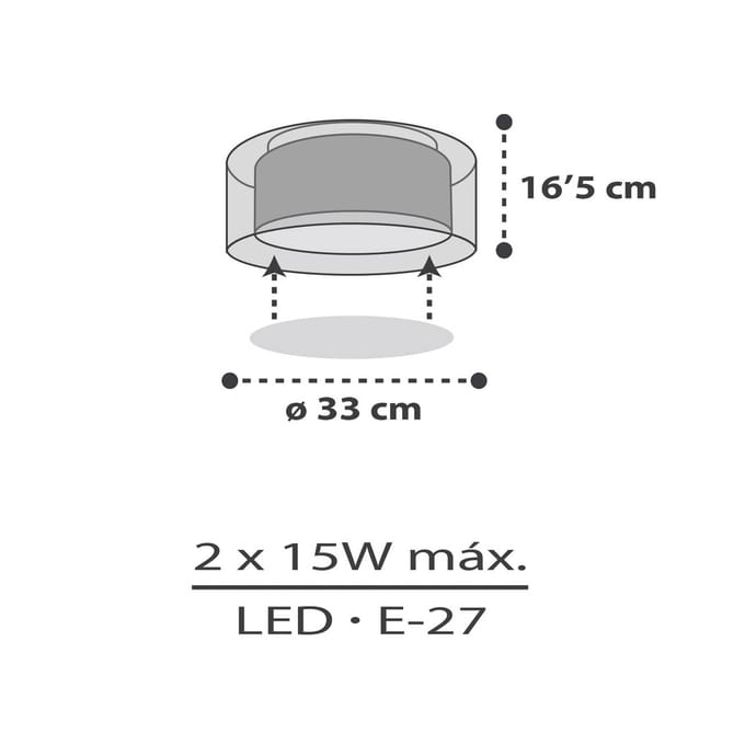 Dalber plafondlamp CLOUD GREY, Ø 33 cm, grijs