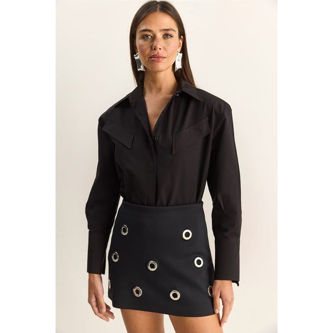 Casual Lange Mouwen Knopsluiting Poplin Shirt met Pocket