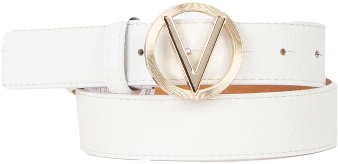 VALENTINO Riem Hampton Plaque Buckle Belt W95 Bianco / Oro Wit