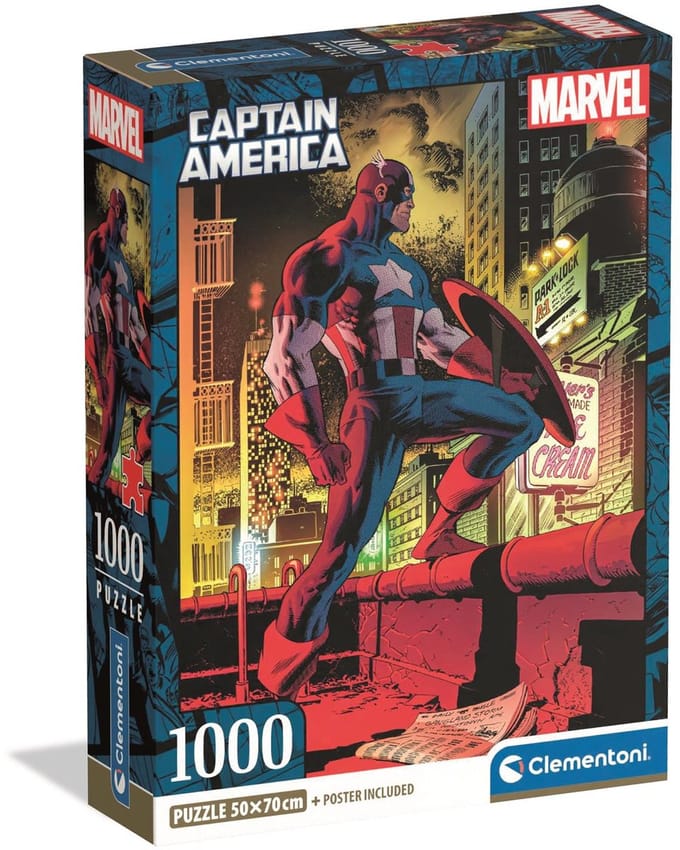 Clementoni - Puzzel - 1000 Stukjes - Marvel Captain America - Compact Box