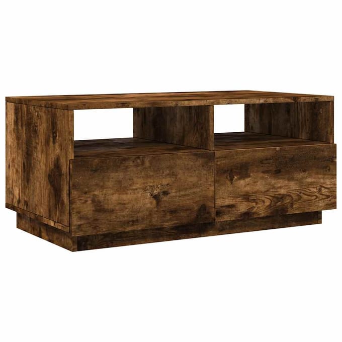 vidaXL - Salontafel - met - LED-verlichting - 90x49x40 - cm - gerookt - eikenkleurig