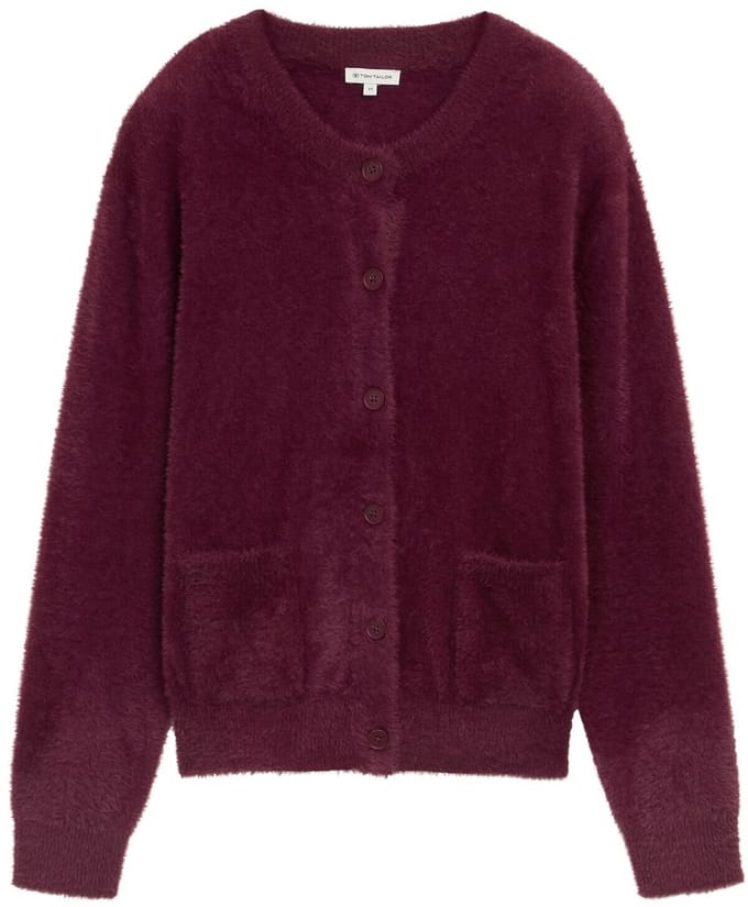 Tom Tailor - Vest van verengaren met knoopsluiting - Maat S - bordeaux red