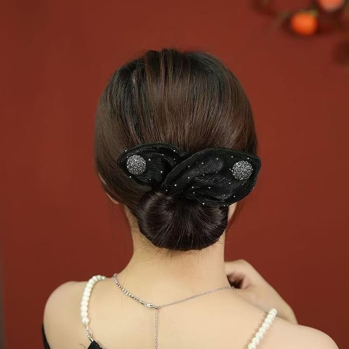 Haarklip, haarspeld, haaraccessoire, luie knotmaker, hoofddeksel voor dames zwart