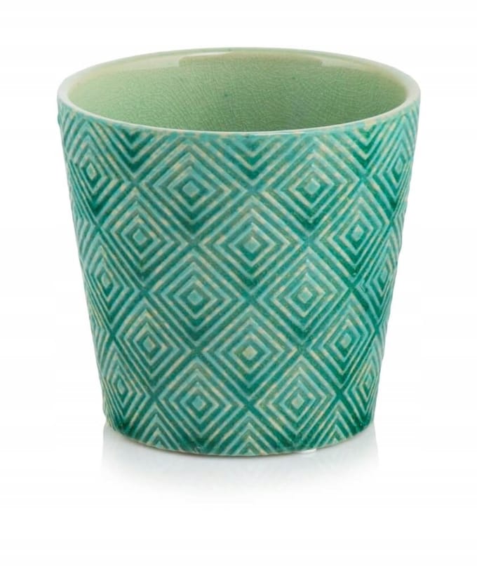Vintage Groene Keramische Pot voor Orchidee, 14 cm