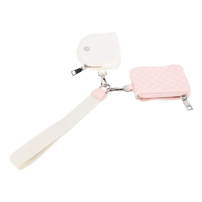 Mini Portefeuille Bracelet Zippé Élégant Amovible Portable Double Pochette Porte-clés white