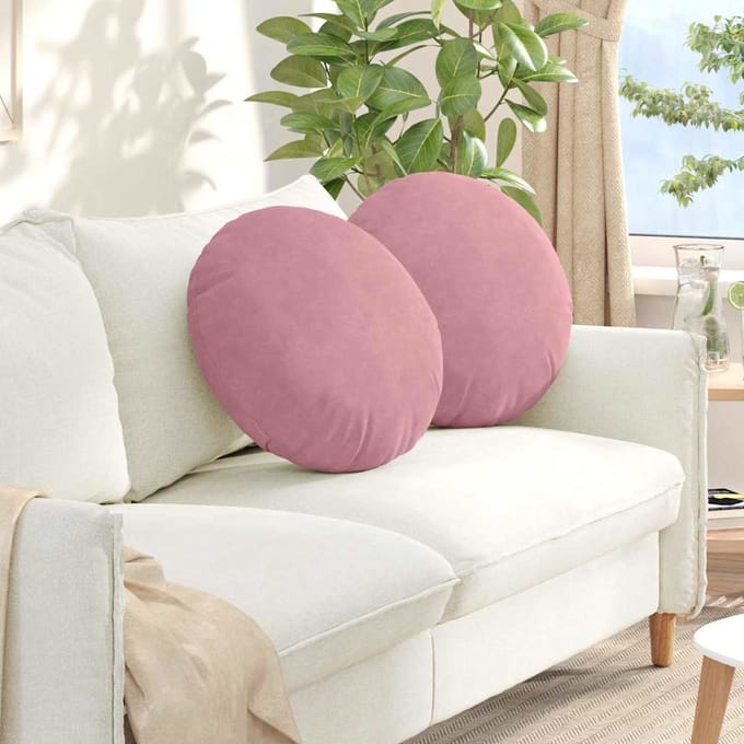 vidaXL - Zitkussens - 2 - st - Fluweel - Roze - Ø50 - x - 19 - cm