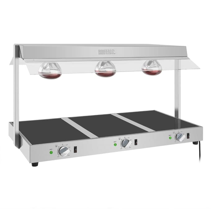 Buffalo warmhoudplaat met warmtelamp 3x GN 1/1