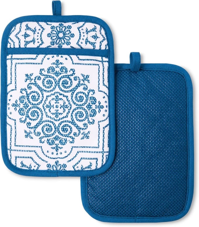 Set van 2 Hittebestendige Pothouders met Antislip Siliconen Grip - Navy Blauw