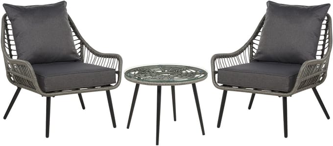 LAURETO - Bistroset voor 2 - Grijs - PE rotan