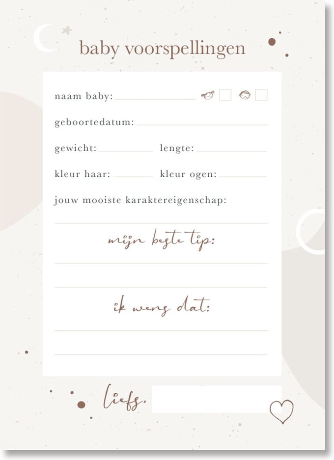Maan Amsterdam Babyshower invulkaarten Eclipse - 30 stuks - A6 formaat
