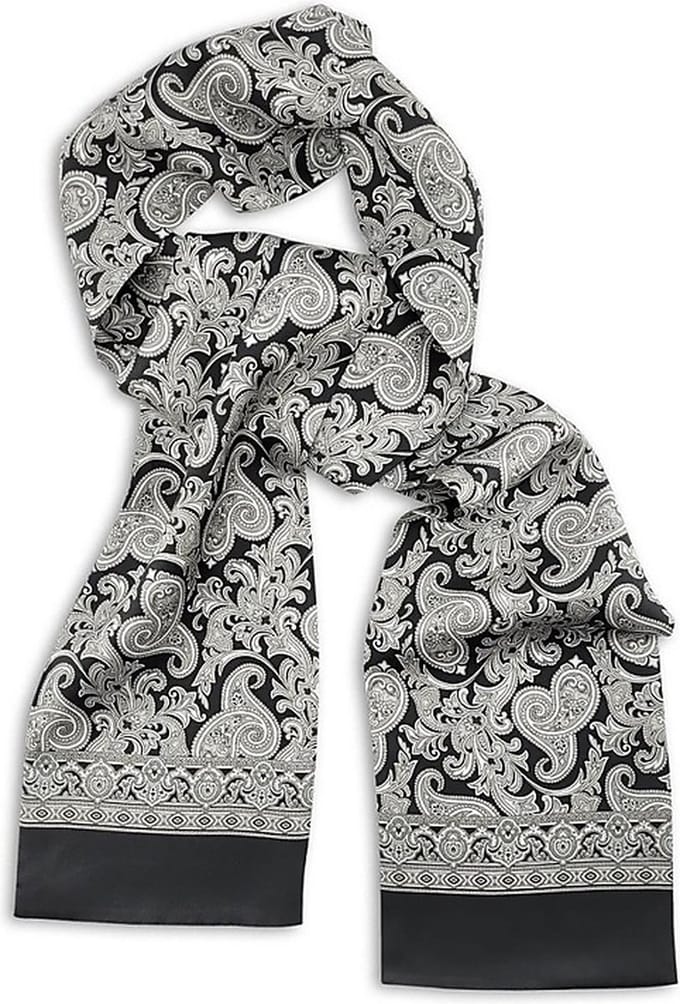 We Love Ties - Sjaals - Herensjaal Piron Paisley - zwart / grijs / wit