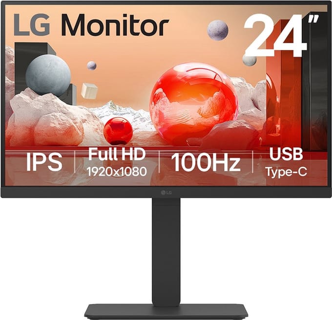 24" LG 24BA750-B - 1920x1080 (FHD) - 100Hz - IPS - 65W USB-C - KVM switch