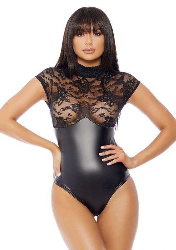 Forplay - Bodysuit met opstaande kraag - Zwart