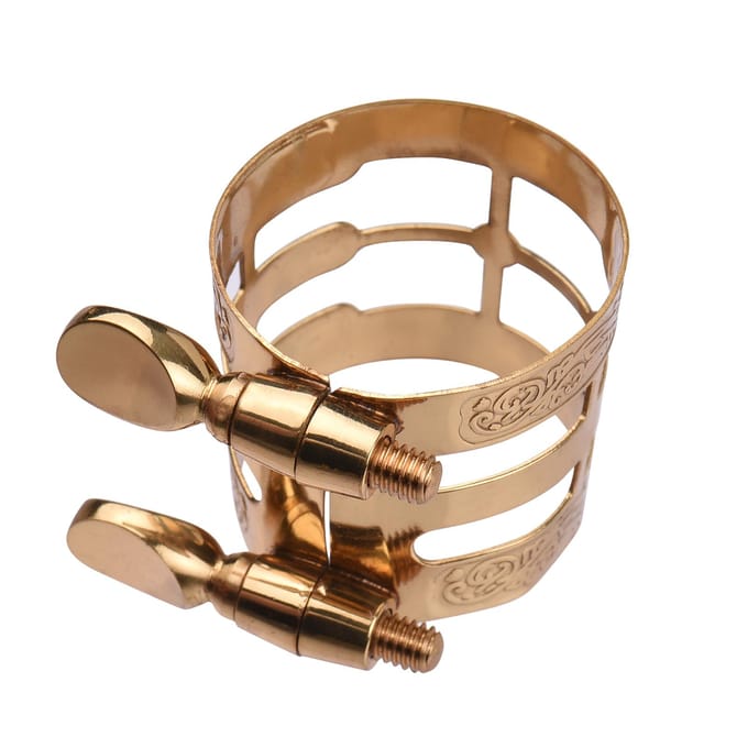 Dubbele schroefverstelling Saxofoonrietbinder Compacte duurzame Saxrietbinder met mondstukkap voor without saxophone cap goud